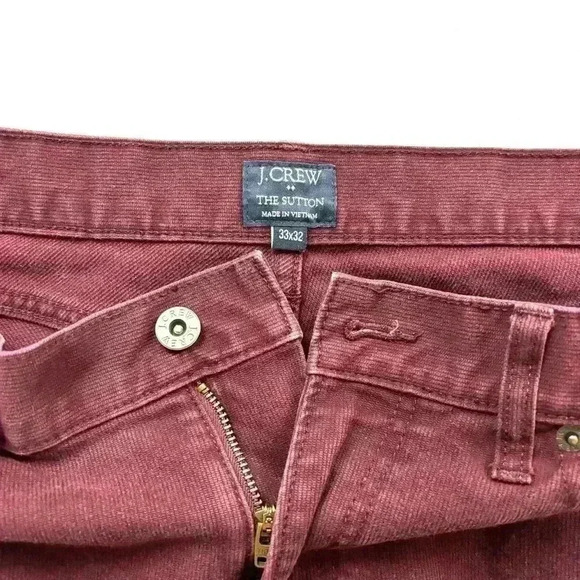J. Crew The Sutton Maroon Ribbed Straight Leg Mens Pants Size 33/32 - Picture 12 of 14